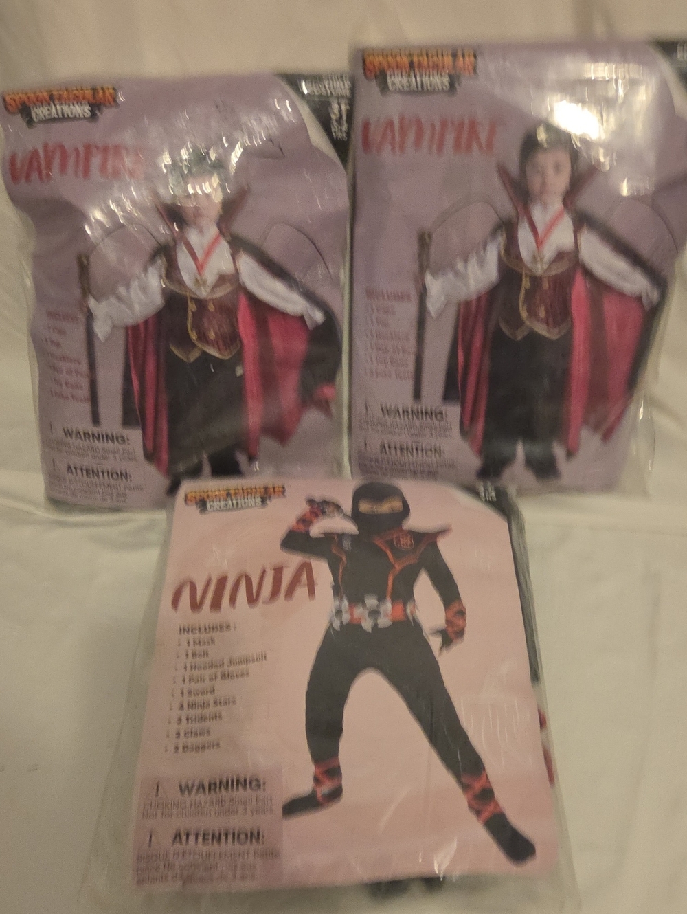 Unbranded Kids Vampire and Ninja Costume Set - Black, Red, Purple